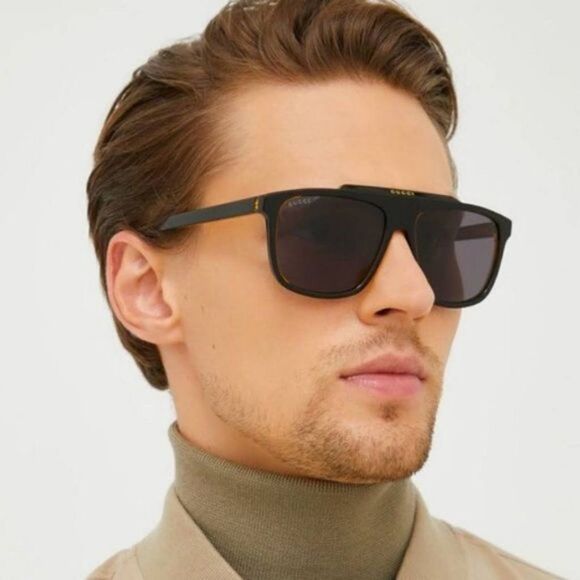 NEW GUCCI GG1039S 001 Black/Yellow Gray Aviator Plastic Men Sunglasses - Picture 2 of 14